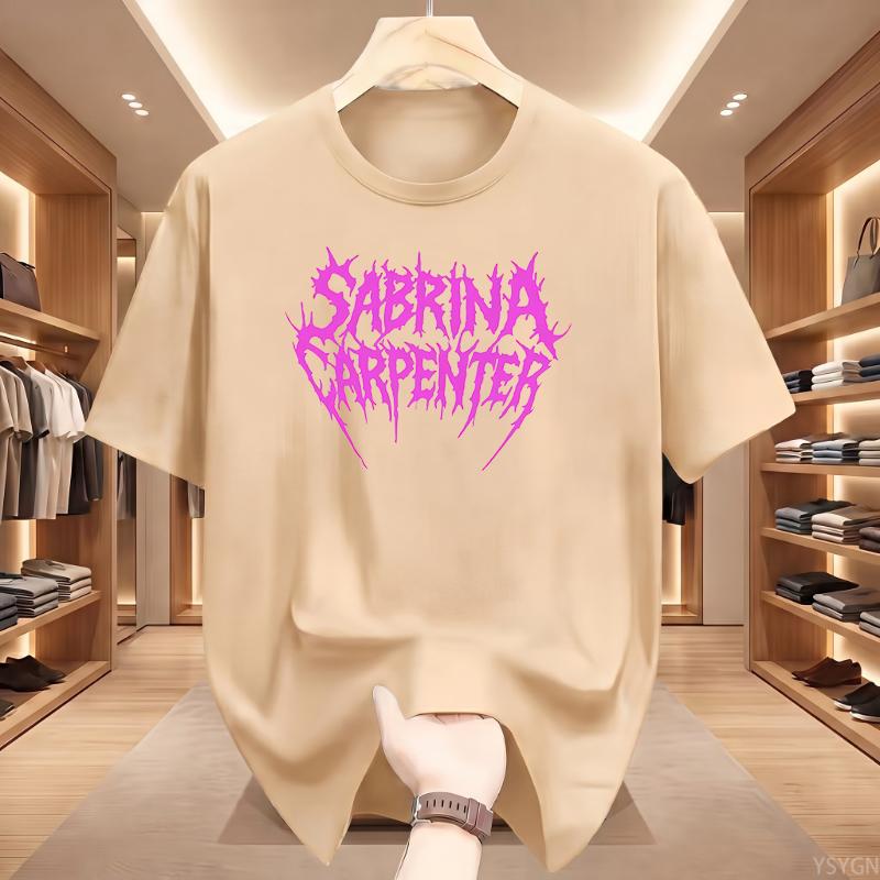 Sängerin Sabrina Carpenter Musik Y2k T-Shirt Unisex Unisex Vintage Mode Hochwertiges T-Shirt Oversized Baumwolle Rosa Logo T-Shirts Geschenke