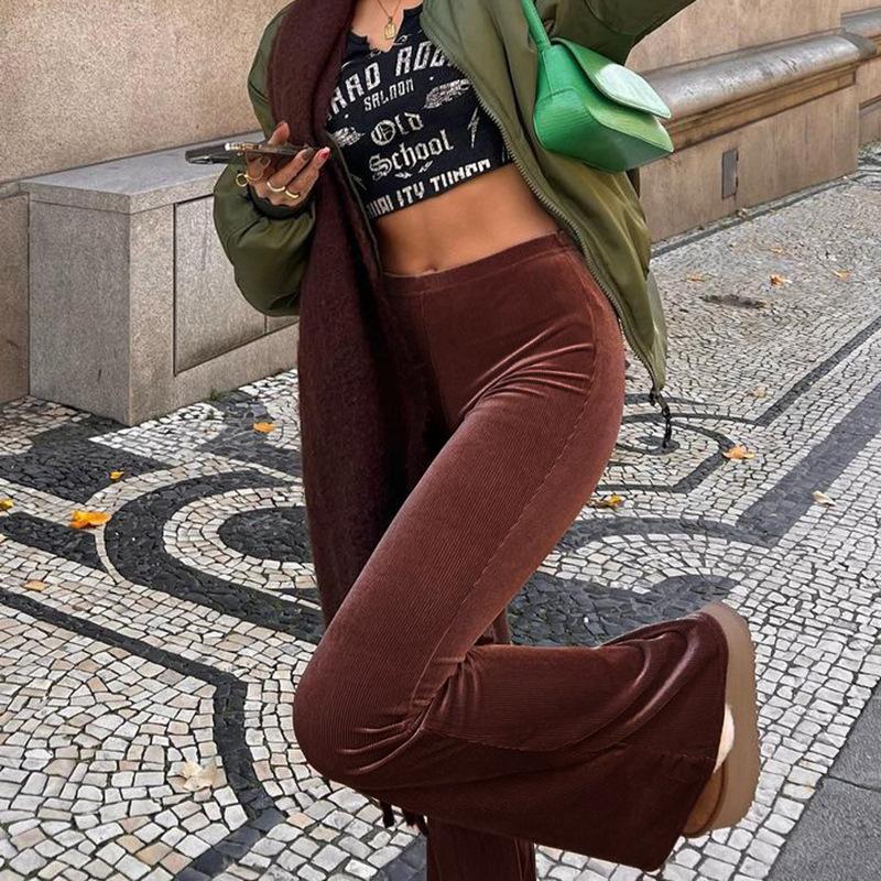 Golden Velvet Wide Leg Pants Women High Waist Drop Good Casual Pants Loose Flare Women's Pants