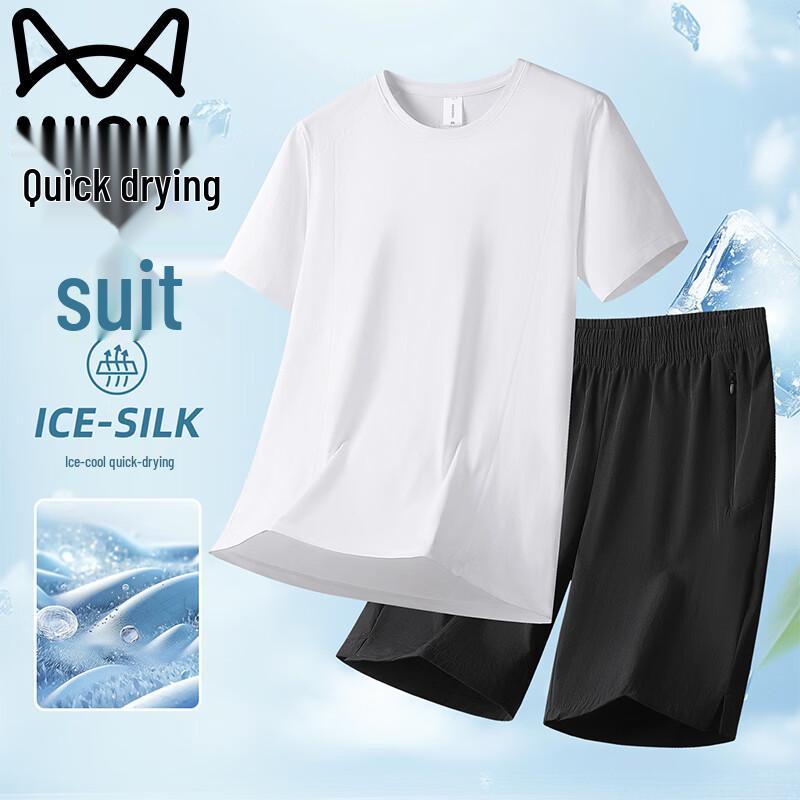 MiiOW Men s Summer Ice-Feel Quick-Dry T-shirt & Shorts Set XL