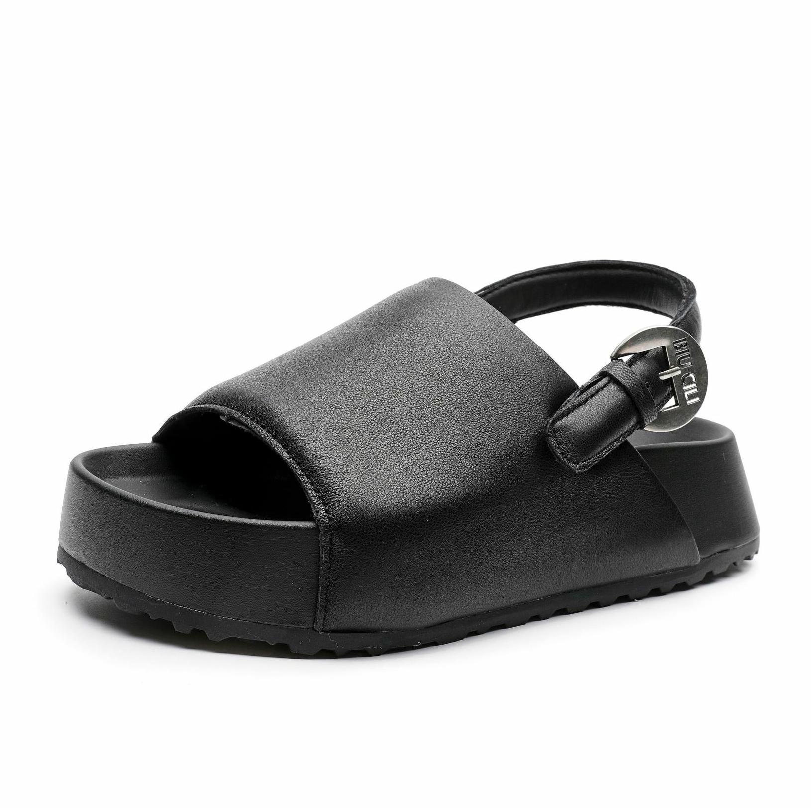 

Fashion 5CM Platform Sandals Women 2025 New Summer Buckle Strap Genuine Sheepskin Leather Back Strap Thick Sole Wedges Open Toe Sandals 40 чёрный