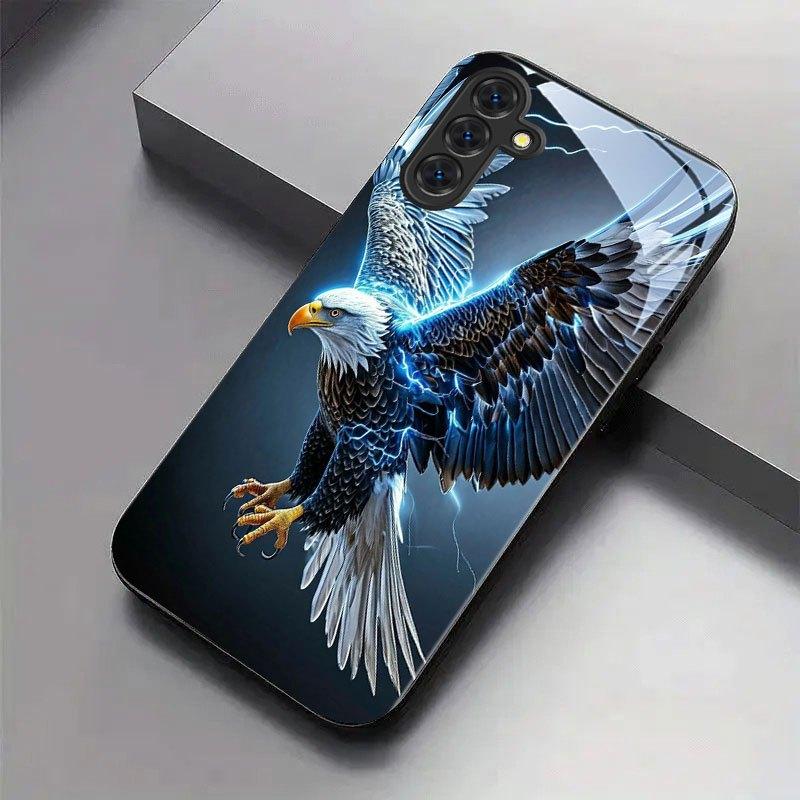 Cool Electric Eagle tempered glass phone case suitable for Samsung Galaxy S26 S25 S24 S22 S21 S20 FE/Ultra/Plus5G anti drop