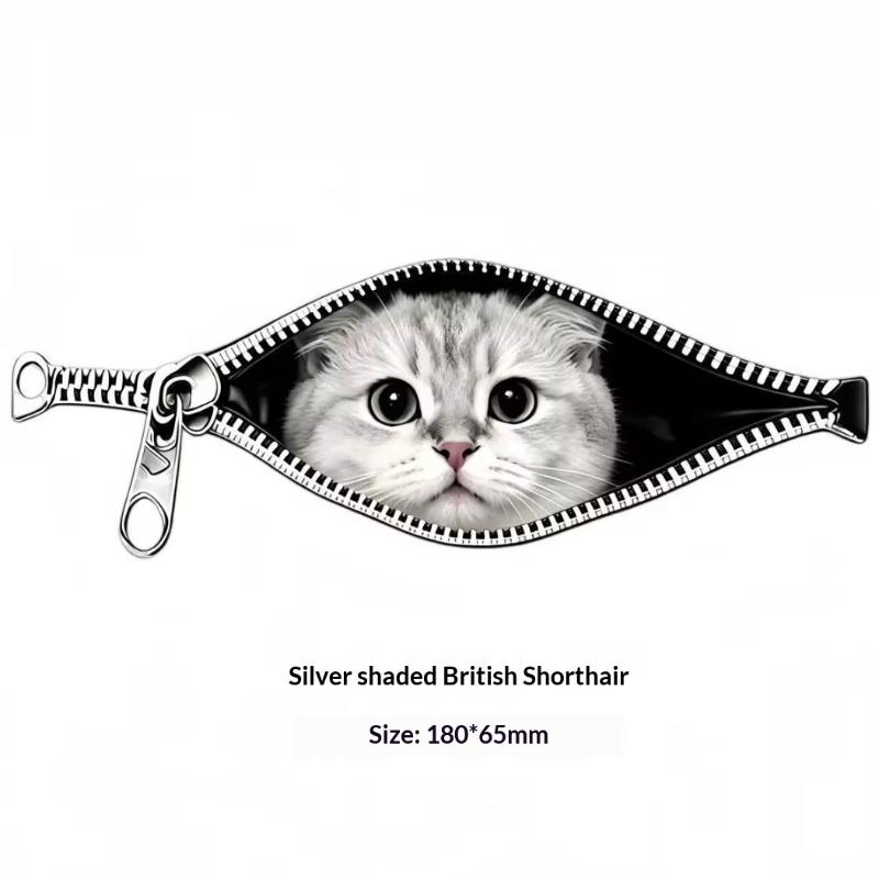 Cat Car Sticker Zipper Cat Puppet Teddy Border Collie Puppy Cute Creative Personality Pet Car Decorative Sticker 1Pc