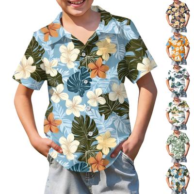 Jungen kurzärmeliges Hawaiihemd, Kinder Sommer Hemd mit Knöpfen
