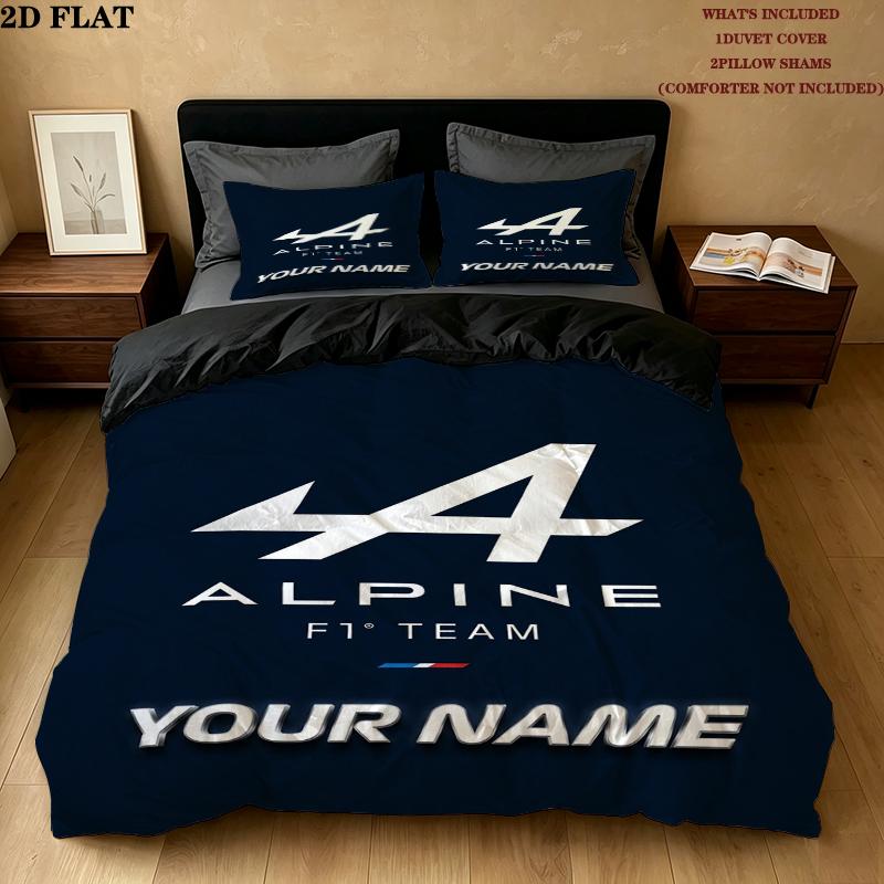 Benutzerdefinierter Name Alpin F Muster Bettwäsche Steppset Steppbezug Kissenbezug Heimdekoration Geburtstagsgeschenk (1 * Bettbezug + 2 * Kissenbezug ohne Füllung)