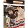 Fair Island wind knitted hat children's ear protection Lei Feng hat autumn and winter big head circumference retro jacquard warm and cold scarf