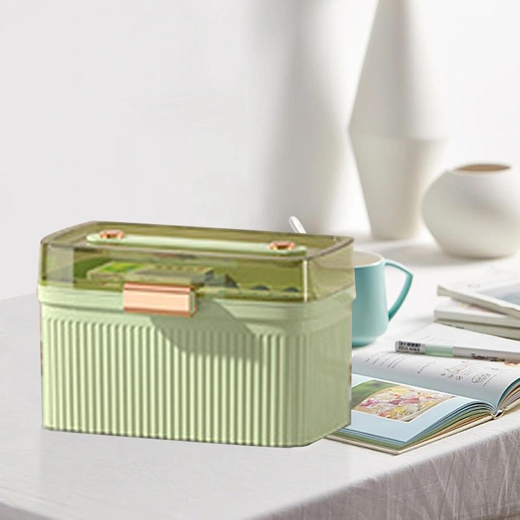 Zerodis Household Box,Portable Transparent Plastic Double Layer Medical Container First Aid Case Medical Case Family Box Organizer with Security Lock