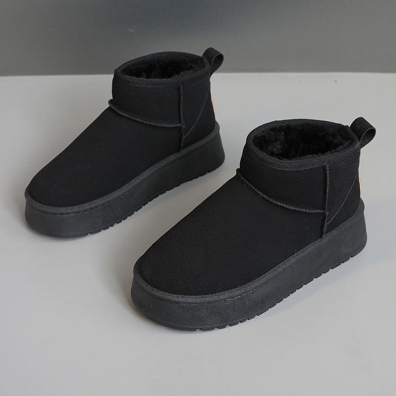 

BML6899 new winter women s shoes casual solid color thick-soled heightening thermal cotton shoes snow boots 41 чорний