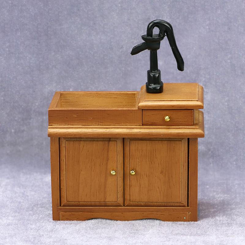 1:12 Dollhouse Miniature Bathroom Sink Cupboard Kitchen Wash Basin Drawer Furniture Model Decor Toy Doll House Accessories