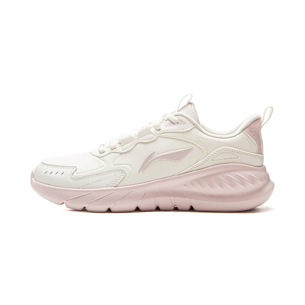 New LiNing Light Mist Cushioning, Wear Resistant Low Top Casual Running Shoes Women's White Pink ARSV076-2