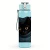 1PC Black Cat Jean Pocket Peeking 750ml Color Plastic Sports Water Bottle Leakproof Flip Straw Lid Suitable for Sports Office Home Use