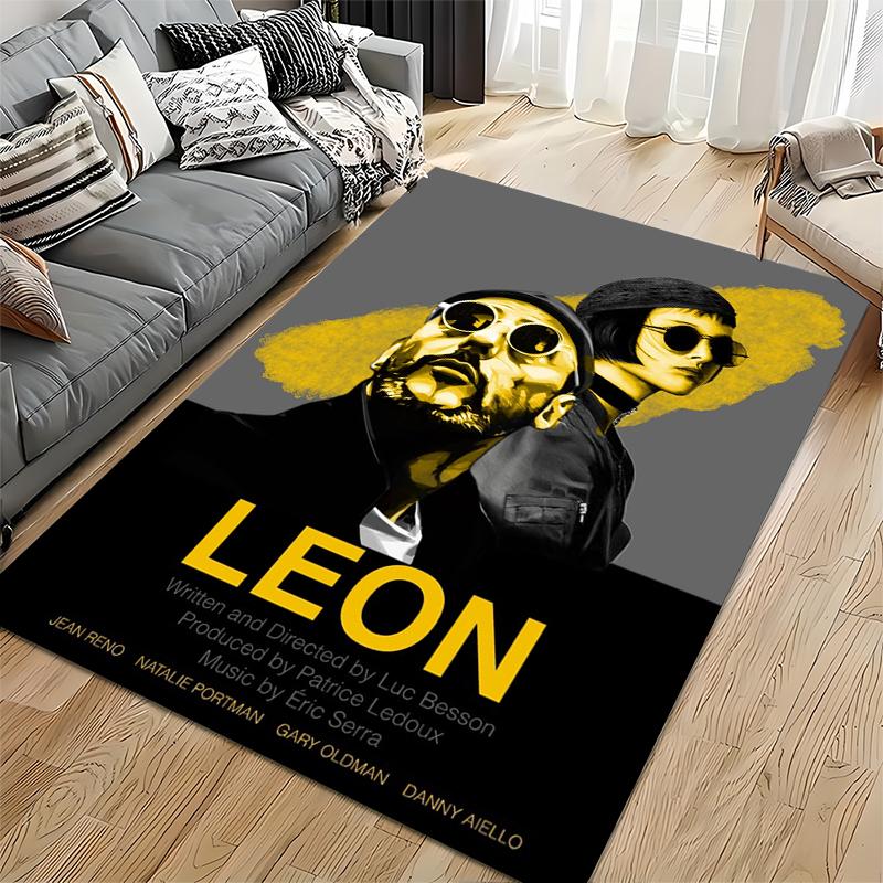 Filmplakat Teppich, Leon Der Profi Jean Reno Natalie Portman Gelb Schwarz Druck, Filmfan Zimmer Deko, Rutschfeste Matte
