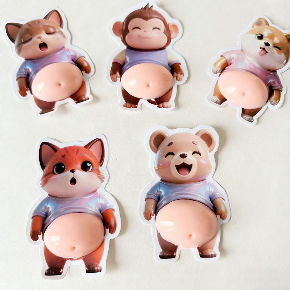 Cute Animals 3D Puffy Stickers, Squeezeable 3D Soft Cute Belly Animals Decorative Stickers for Phone Case Scrapbooking DIY Decor