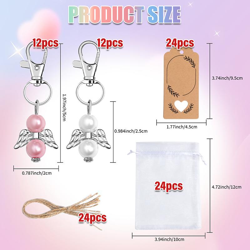 Guardian Angel Pendants, Pack Of 24 Wedding Favours, Guest Gifts, Guardian Angel With Organza Bag, Kraft Paper Tags For Wedding