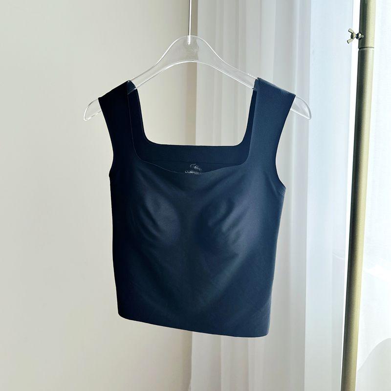 It's So Comfortable, Black Vest Elegant Square Collar Slimming Outerwear Top Seamless Inner Wear Women's Sleeveless Sling