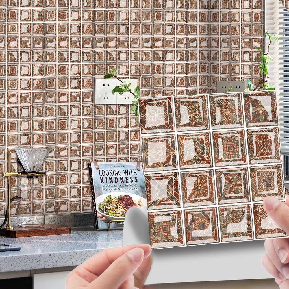 10pcs 3D Self Adhesive Wallpaper Waterproof Wall Decals Retro Crystal Tile Wall Sticker  Bathroom