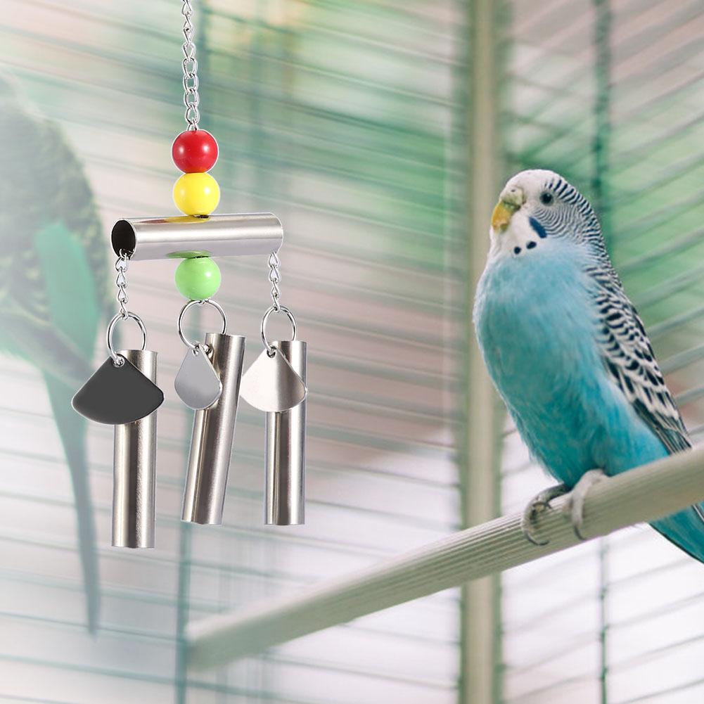 Stainless Steel Bell Toy for Birds Middle large Size Parrot Standing Toy Cage Decor