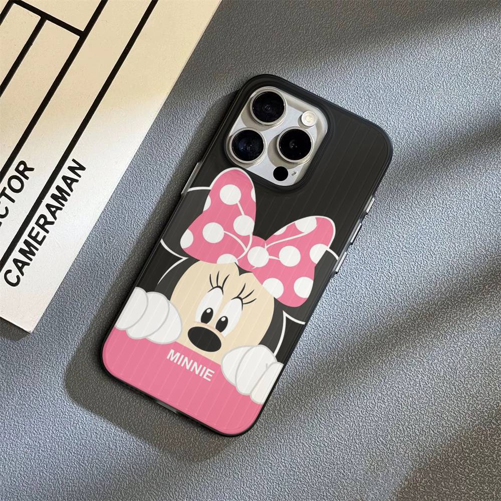 M-Minnie M-Mickey For iPhone 16 15 14 13 12 11 17 Pro Max Plus Wave Corrugated Phone Case Anti Drop Cover