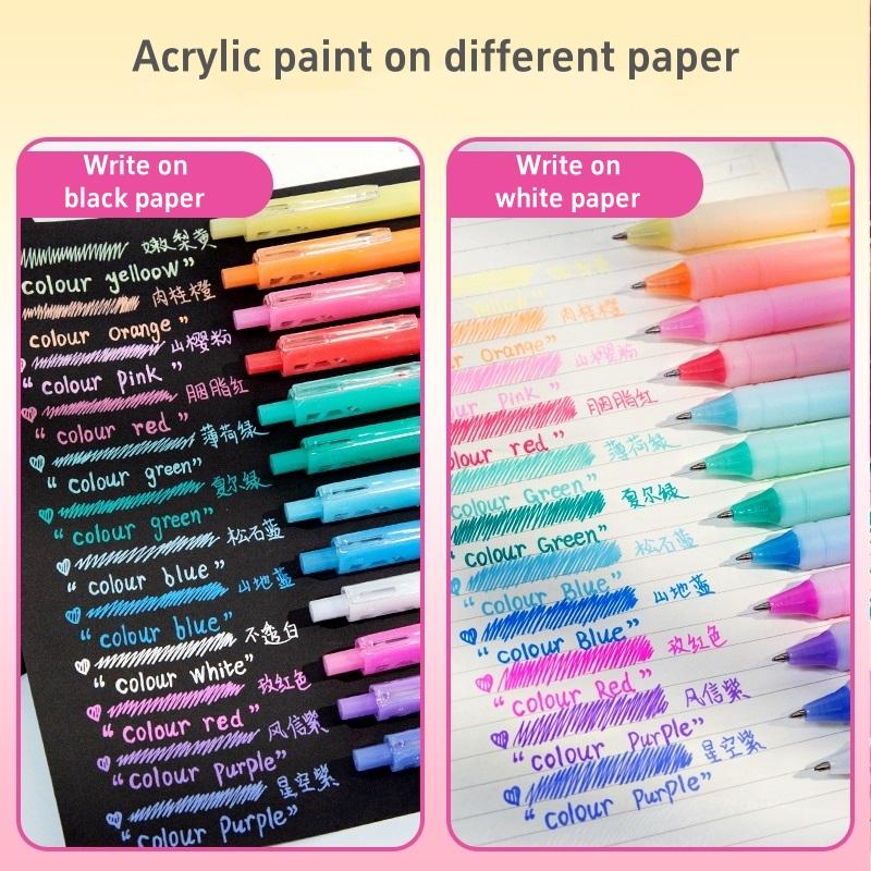 4pcs Acrylic Paint Color Gel Pens Set Solf Grip 0.7mm Ballpoint Quick Dry Ink Marker for Writing Drawing