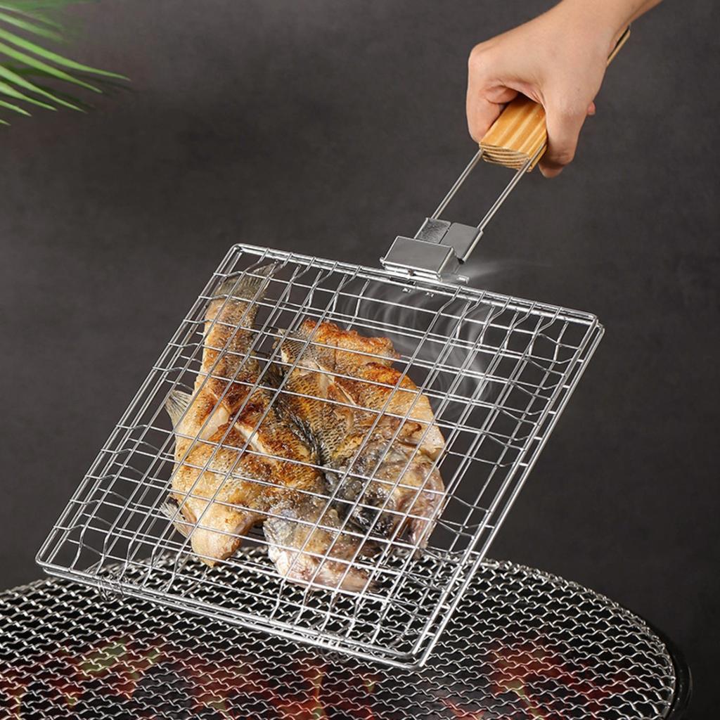1pc BBQ Grill Basket - Heavy Duty Barbecue Turner for Meat, Steak, Shrimp, Veggies - Rustproof Outdoor Grilling Accessory for Picnic Camping