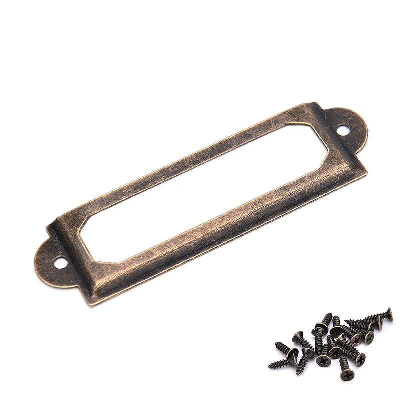 50 X Rám Zásuvka Box Pouzdro Skříňka Držáky Štítků na Karty 60X17Mm Staromosaz,