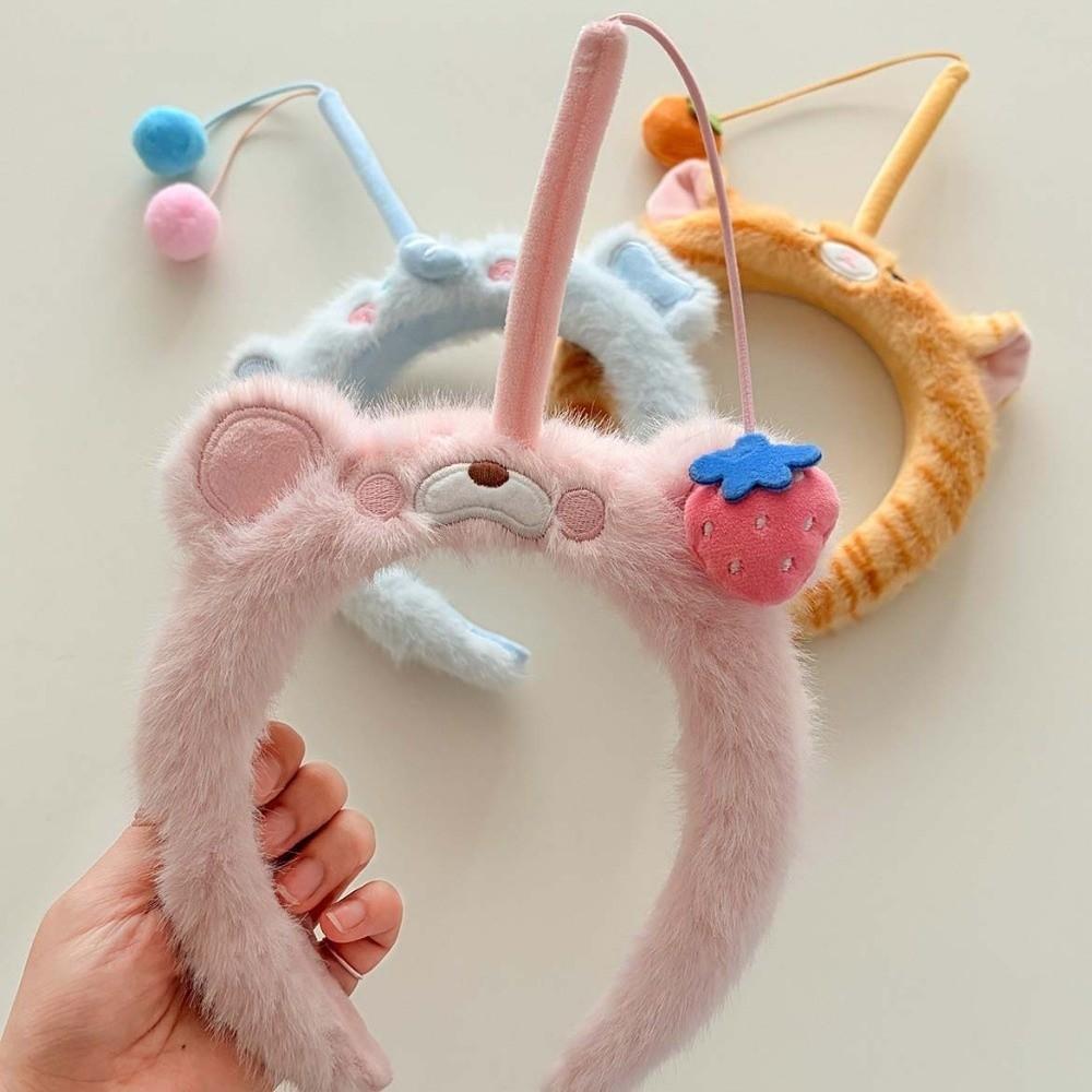 Wacky Cat Fishing Plush Headband Hair Accessories Girls Cartoon Hairband  Wash Face