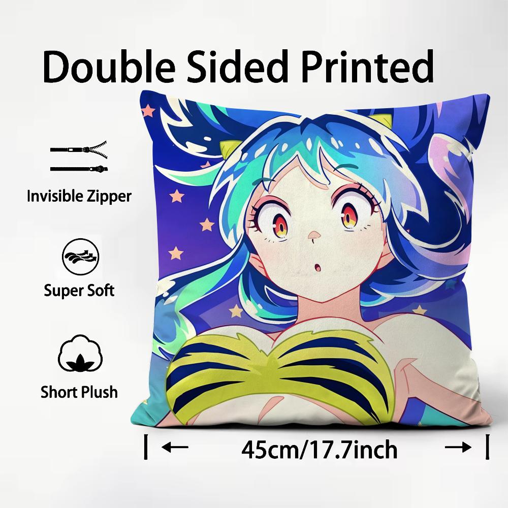 UUrusei YatsuraA Anime Cushion Cover Plush Fabric Soft DoubleSided Printed Sofa Warm Winter Home Child Gift Pillow Case