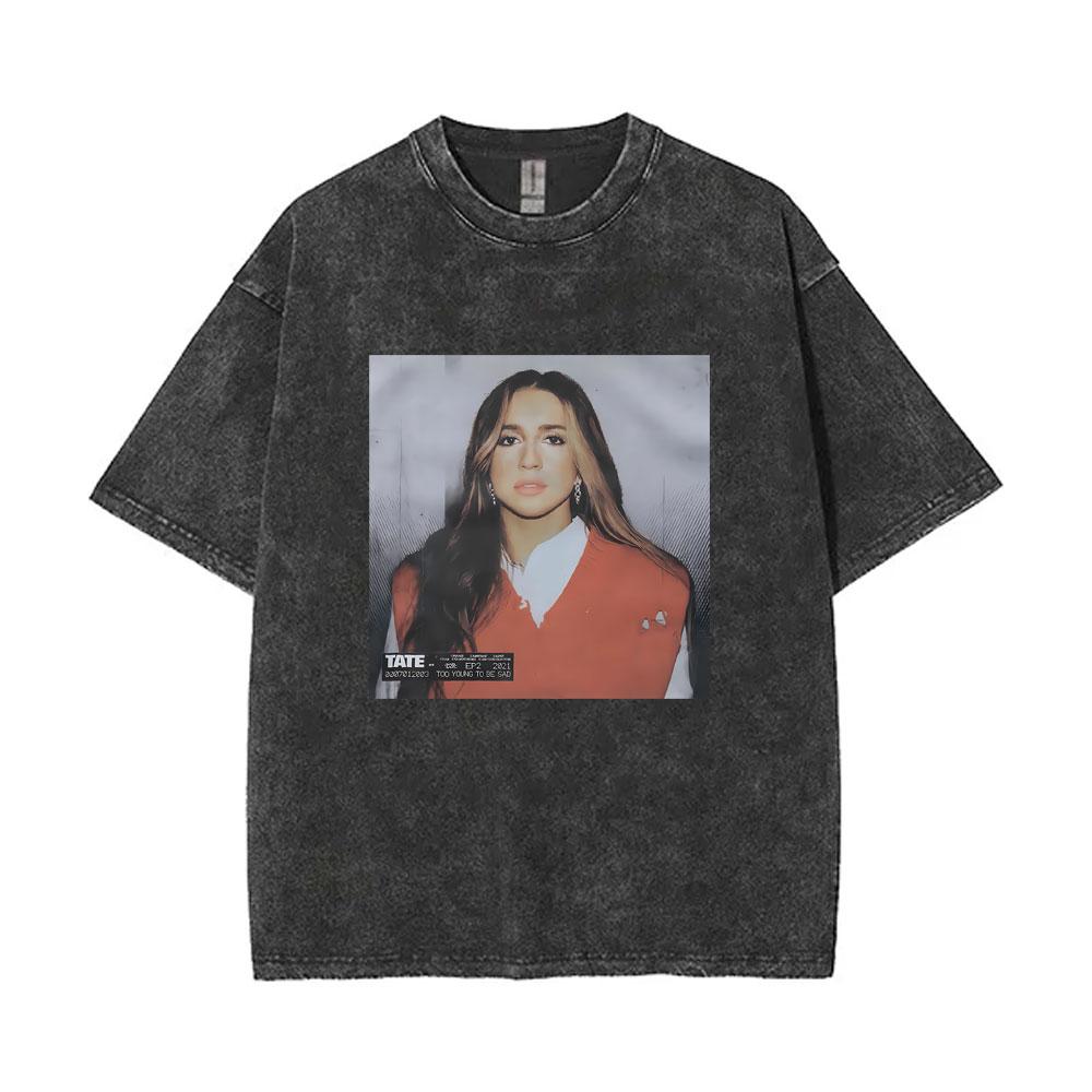 Washed Singer Tate Mcrae Album So Close To What Miss Possessive  World Tour T Shirts Men Women Fashion Oversized Tshirts