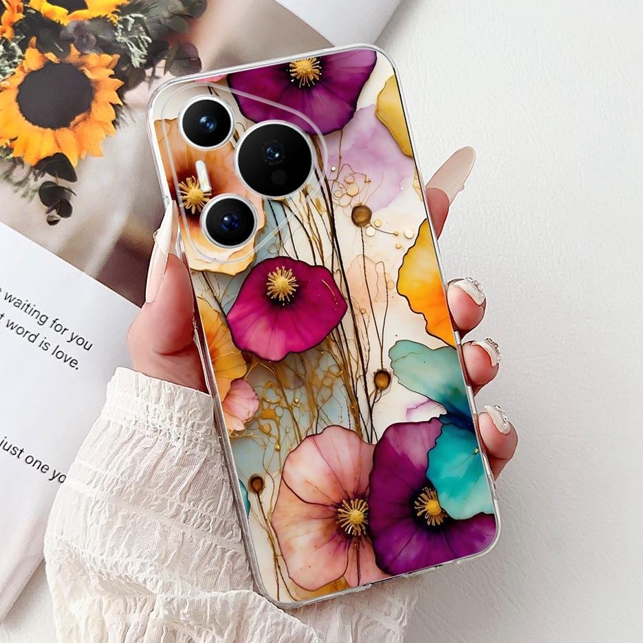 For Huawei Pura 70 Pro Plus Case Colorful Flower Painted Cover Soft Slim Phone Case For Huawei Pura 70 Ultra Pura70 Pro 5G Shell