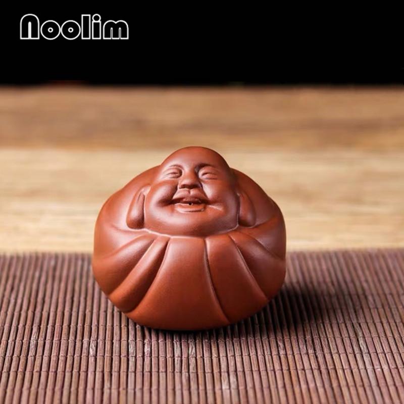 Purple Clay Tea Pet Laughing Buddha Statue Ornament Maitreya Figurine Tea Tray Home Teahouse Decoration