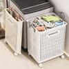 Plastic Narrow Seam Clothes Storage Baskets Space Saving Folding Dirty Clothes Basket  for Home Use