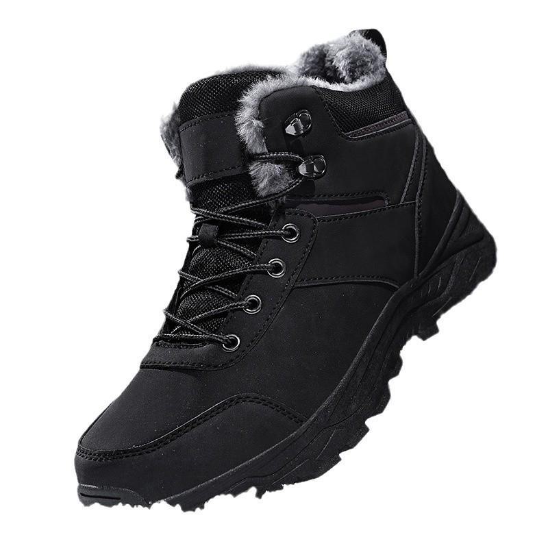 Men's Large High-Top Winter Boots - Sizes 45-48, Plus Velvet, Warm Cotton, Non-Slip, Outdoor, Hiking, and Work Snow Shoes.