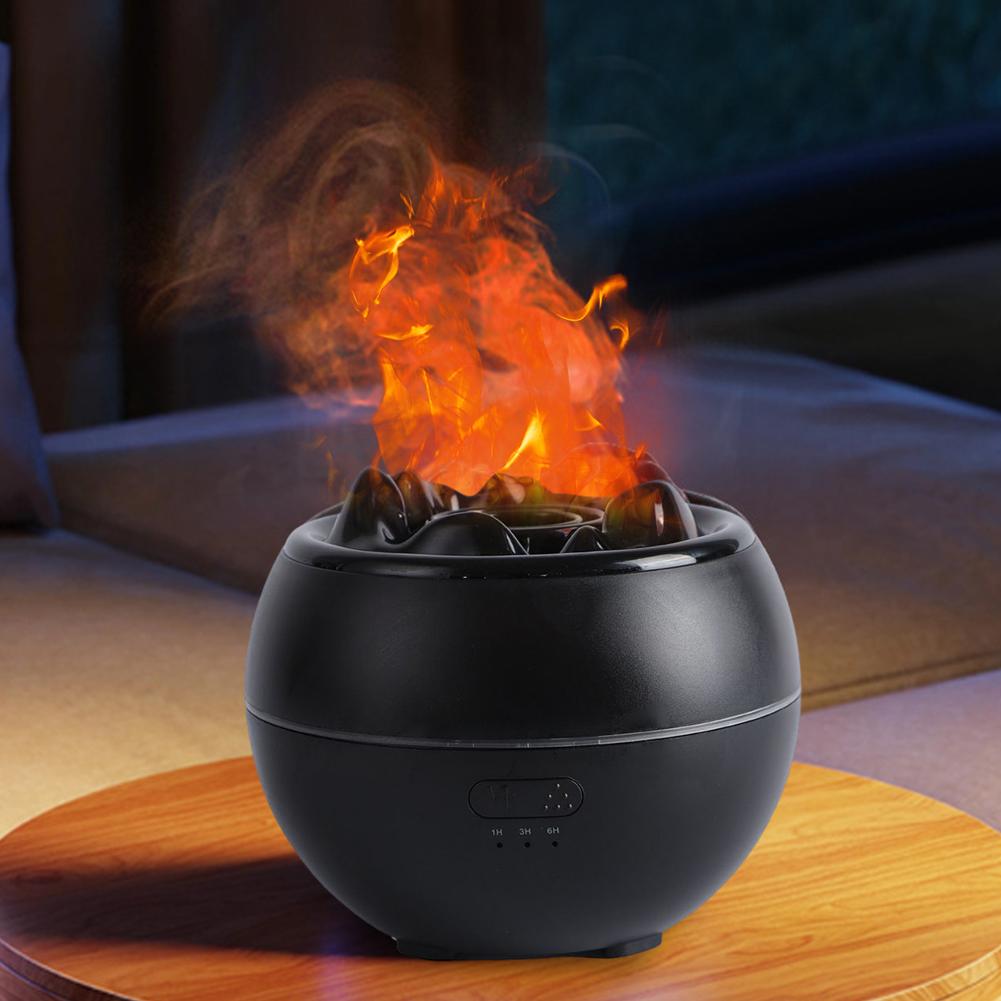 Zvlhčovač vzduchu Flame Volcano s USB aroma difuzérem, difuzérem esenciálních olejů, ultrazvukovým rozprašovačem, nočním světlem pro domácí kancelář