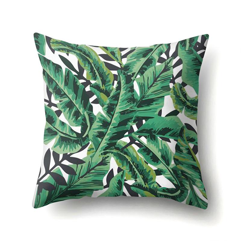 Polyester Pillowcase Nordic Ins Style Plant Flower Print Peach Leather Velvet Pillowcase Car Waist Cushion Cover