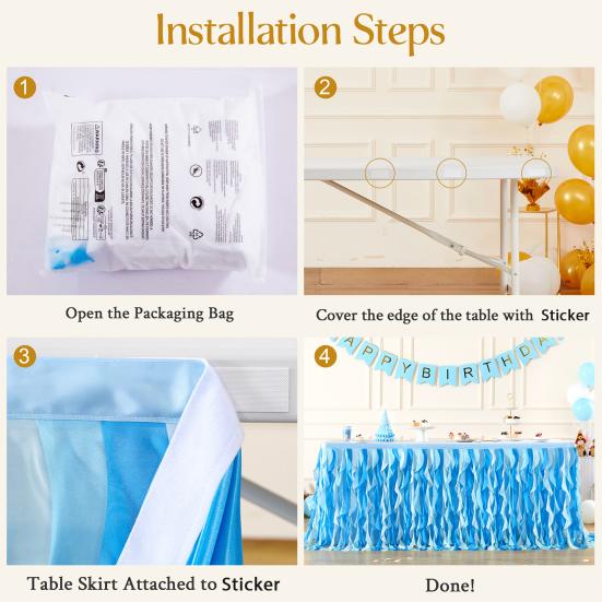 Curly Willow Table Skirt for Rectangle Round Tables 6ft Ruffle Tutu Table Cloth Reusable Table Skirt for Baby Shower Birthday Party Candy Cake Tables