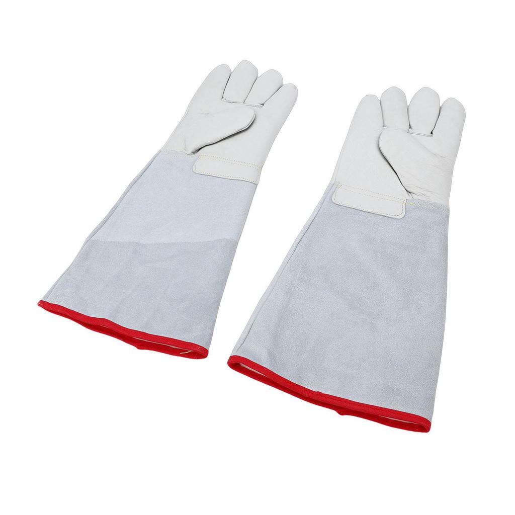 1 Pair Antifreeze Gloves 45cm Long Cowhide Work Gloves for Liquid Nitrogen Dry Ice Handling High and Low Temperature