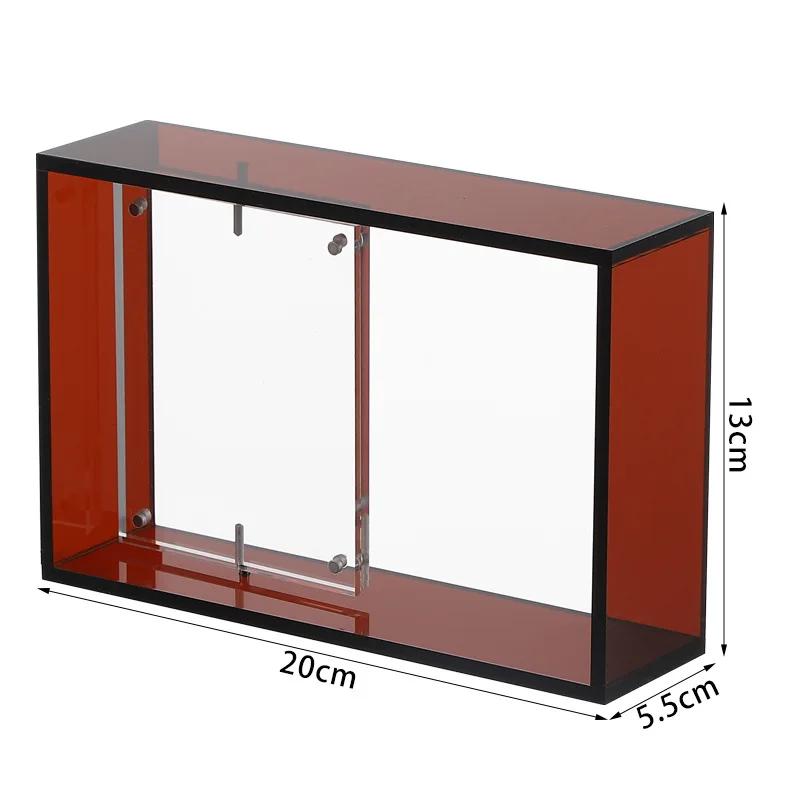 

Acrylic Figurine Display Stand with Card Holder Ornaments Blind Boxes Doll Small Cards Storage Box Collectibles Showcase