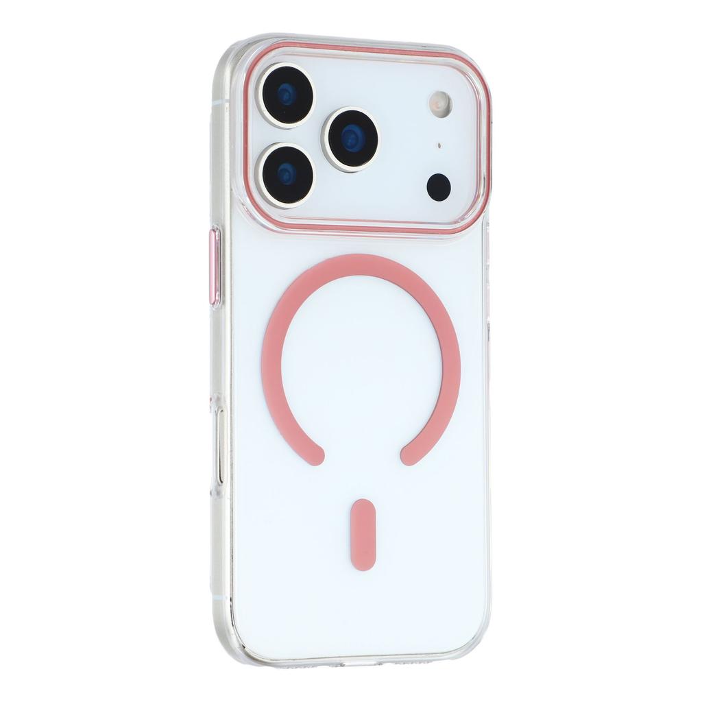 For iPhone 17 Pro Max Magnetic Case Clear PC Phone Back Cover with Metal Buttons