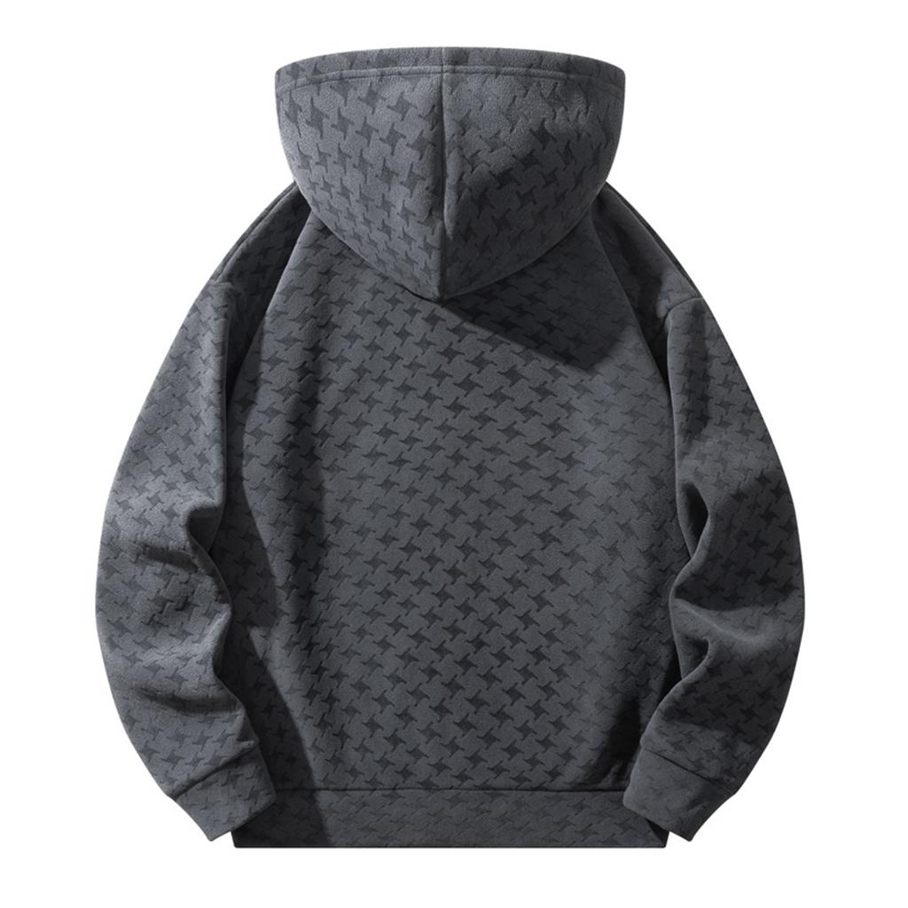 Men's  Fashion  Trendy Half Zipper  Hooded Hood  Pullover  Thickened  Fleece  Texture  Hoodie