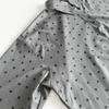 Women Sweet Loose Polka Dot Lace Cuff Turn Down Collar Long Sleeve Blouse