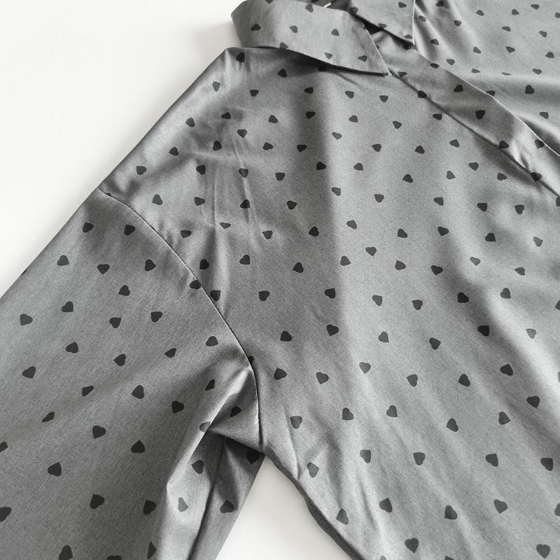 Women Sweet Loose Polka Dot Lace Cuff Turn Down Collar Long Sleeve Blouse