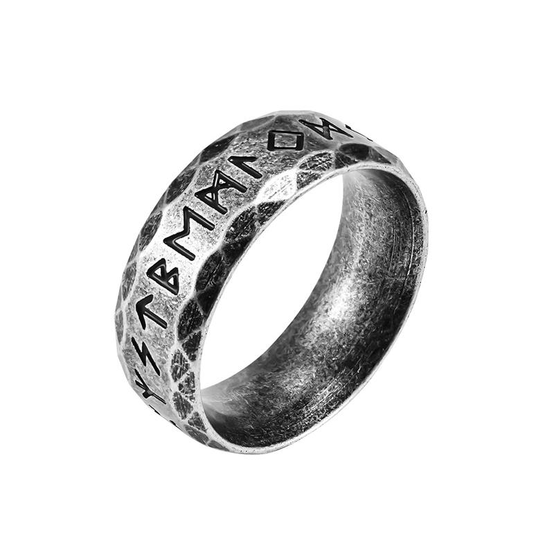 HERRE Ring Rustfritt Stål Mote Stil HERRE Dobbel Bokstav Rune Ord Odin Norse Viking Amulet RETRO Ringer Smykker