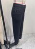 Black Washed Elastic Straight-Leg Women's Jeans