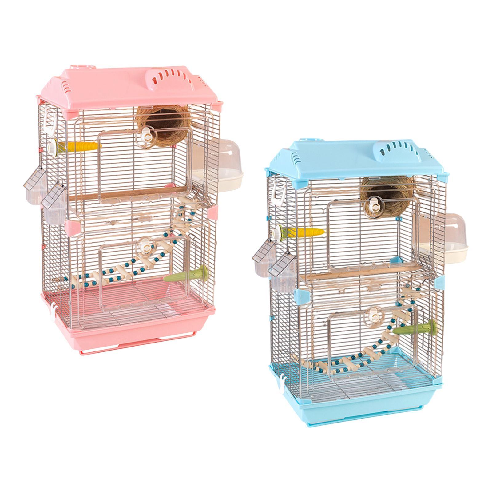 Bird Cage Birdcage Breathable Large Home Decor Parrot Cage Double Layer for Parakeets Parrotlet Lovebirds Finches Budgie rosa