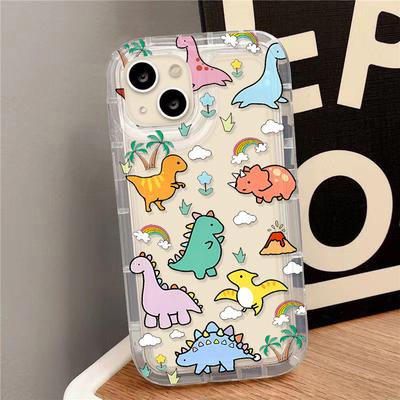 Cute Dinosaur Phone Case For iPhone 13 Case iPhone 16 Pro 15 11 12 14 Pro Max XR XS X 7 8 Plus SE Airbag Cartoon Animals Cover