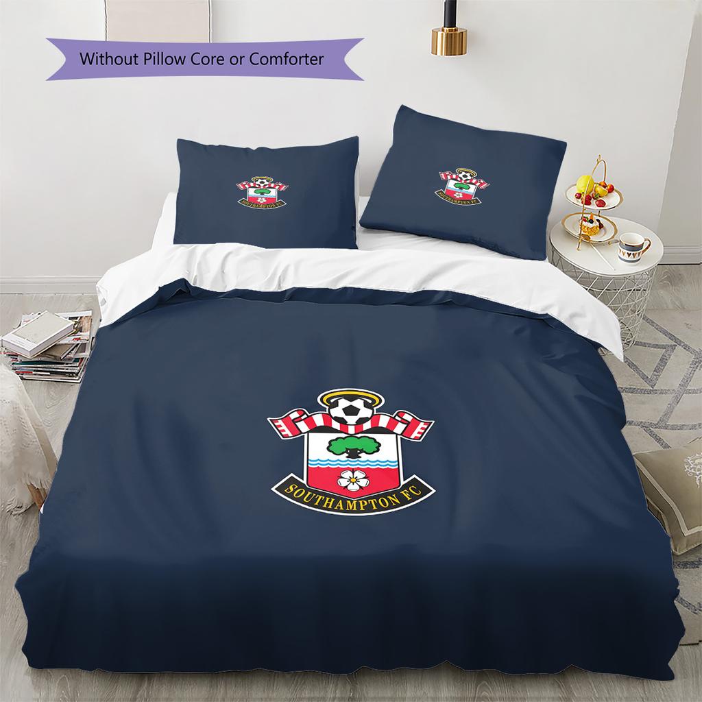 Southampton F.C Vzorovaná Sada Povlečení Prošívaná Přikrývka Domácí Dekorace Dárek (1 * povlak na peřinu + 2 * povlak na polštář bez jádra)