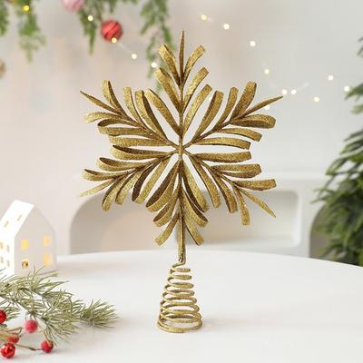 Étoile de Noël pour le sommet de l'arbre en Fer Creux Pailletée Décoration d'Arbre de Noël Fournitures de Fête Décoration de Noël Ornements Flocons de Neige