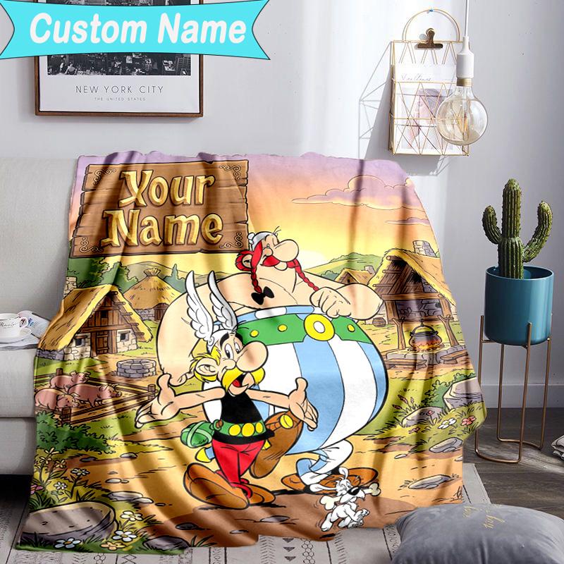 Custom Name Blanket Asterix Friends Blanket Bedding Blanket for Travel, Camping, Living Rooms, Offices, Sofas, Fan Christmas Gift