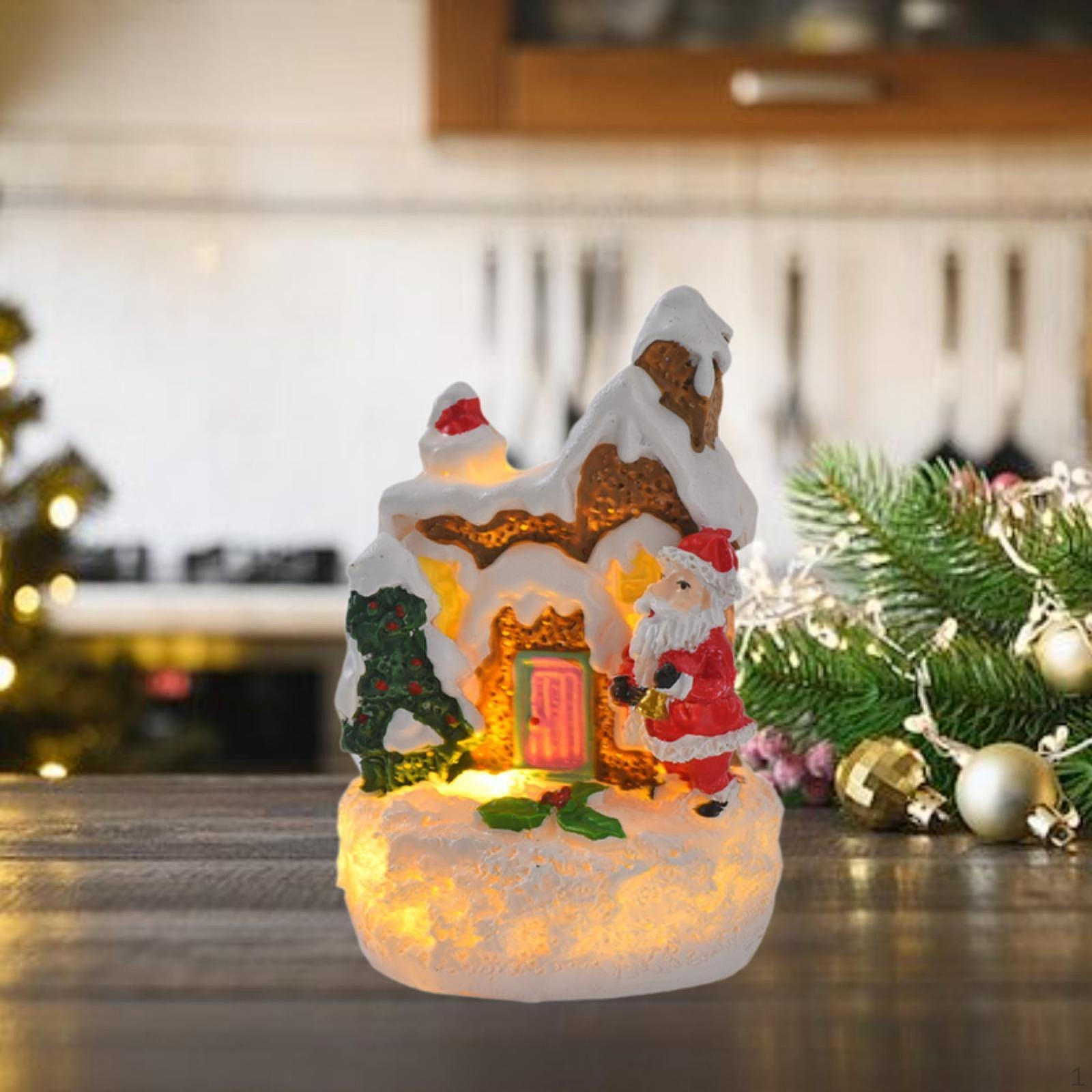 

Рождественский светящийся домик, миниатюрная фигурка Санта-Клауса, праздник для Brown House