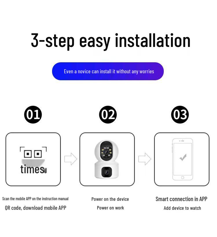 Dual-Lens 360° HD Night Vision Home Surveillance Camera with Mobile Phone Remote Access