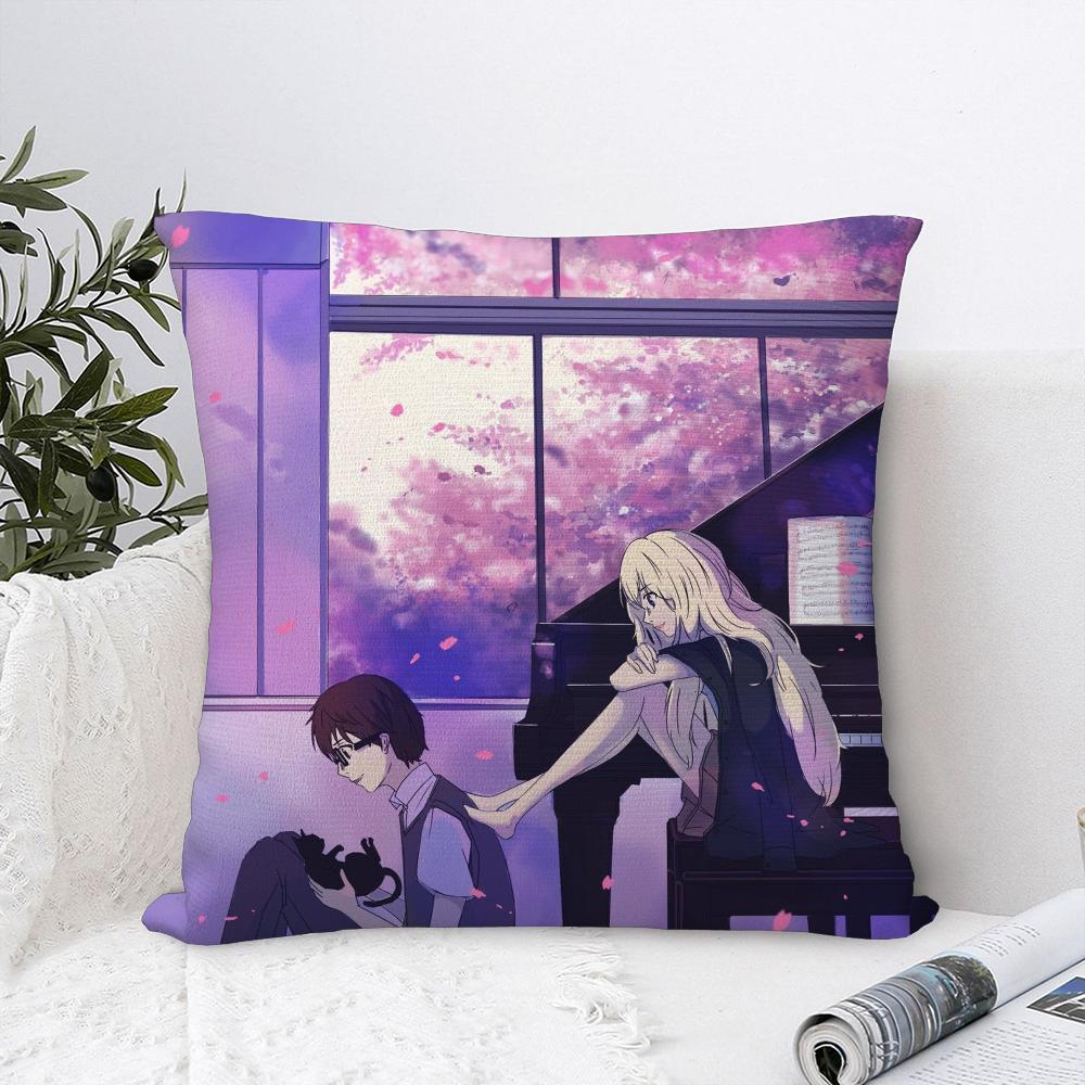 Y-Your Lie In April Pillow Case Sofa Decorative Home Double-sided Print Plush Square Throw Pillow Covers Cushion Decor Cover